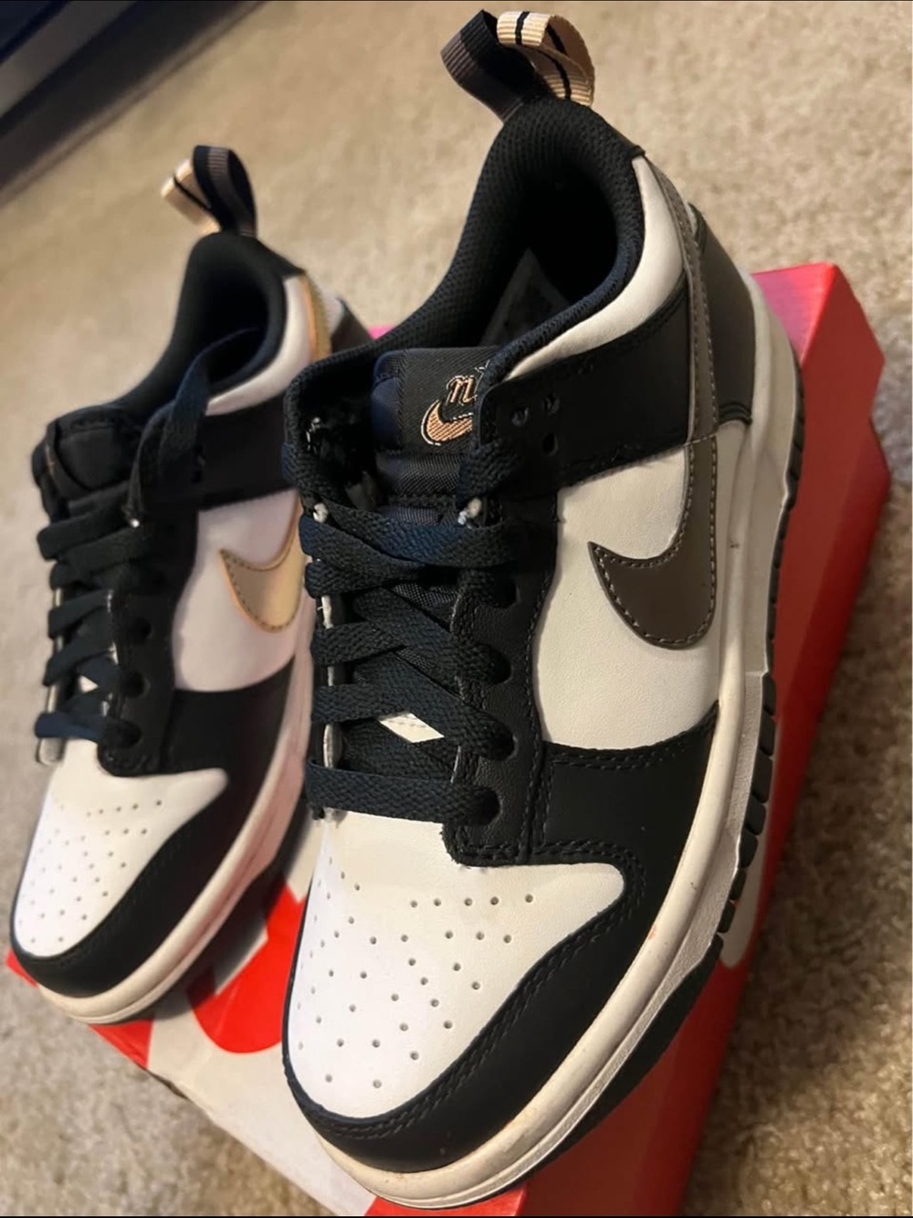 Nike Black, White & Metallic Gold Low-Top Sneakers